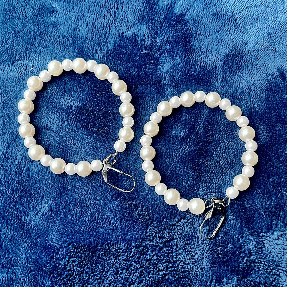 Elegant White Pearl Hoops